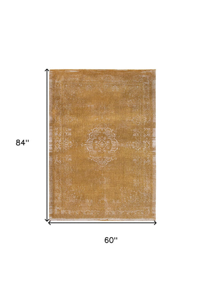 6 x 8 Orange & White Medallion Non Skid Rug