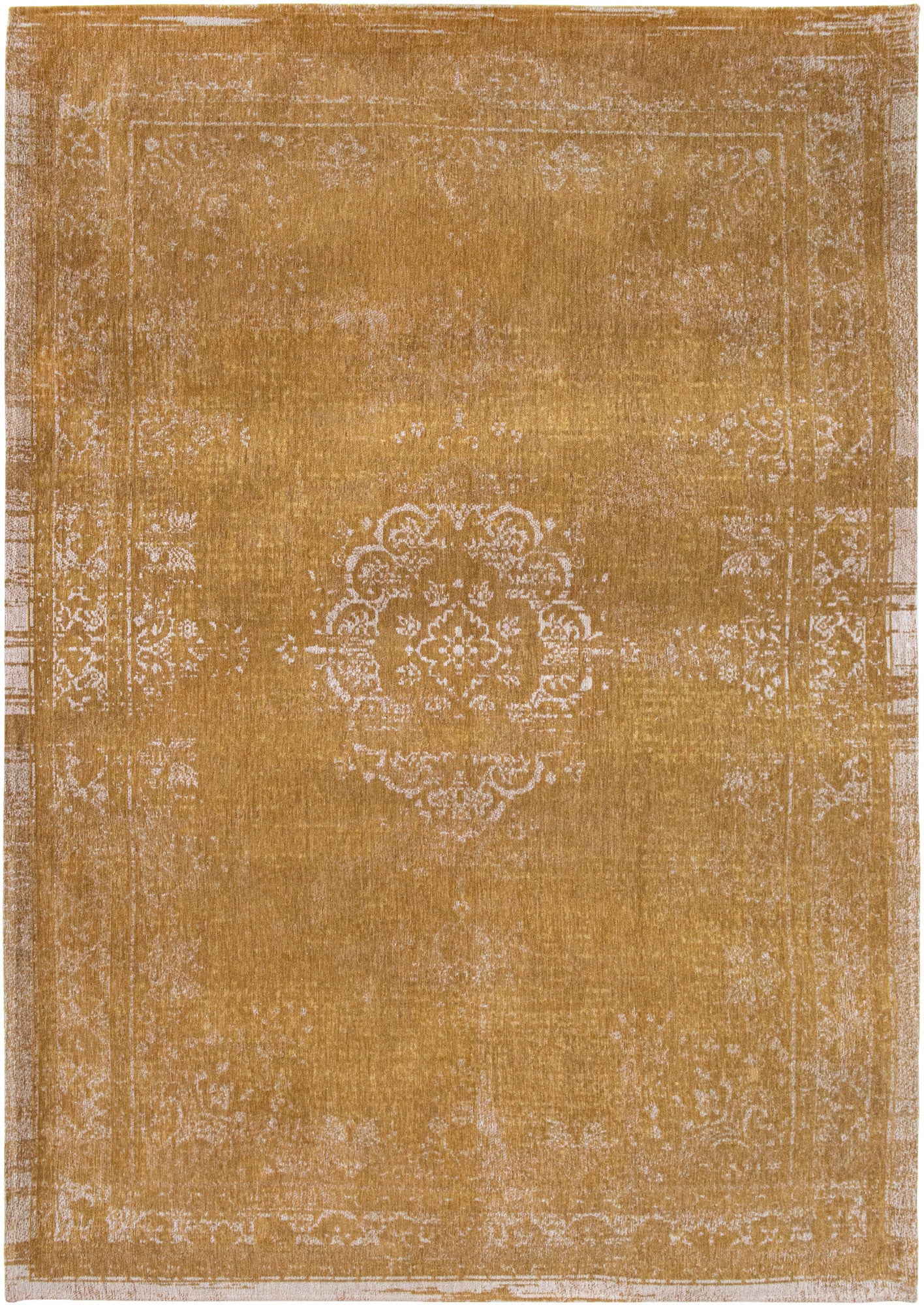7 x 9 Orange & White Medallion Non Skid Rug