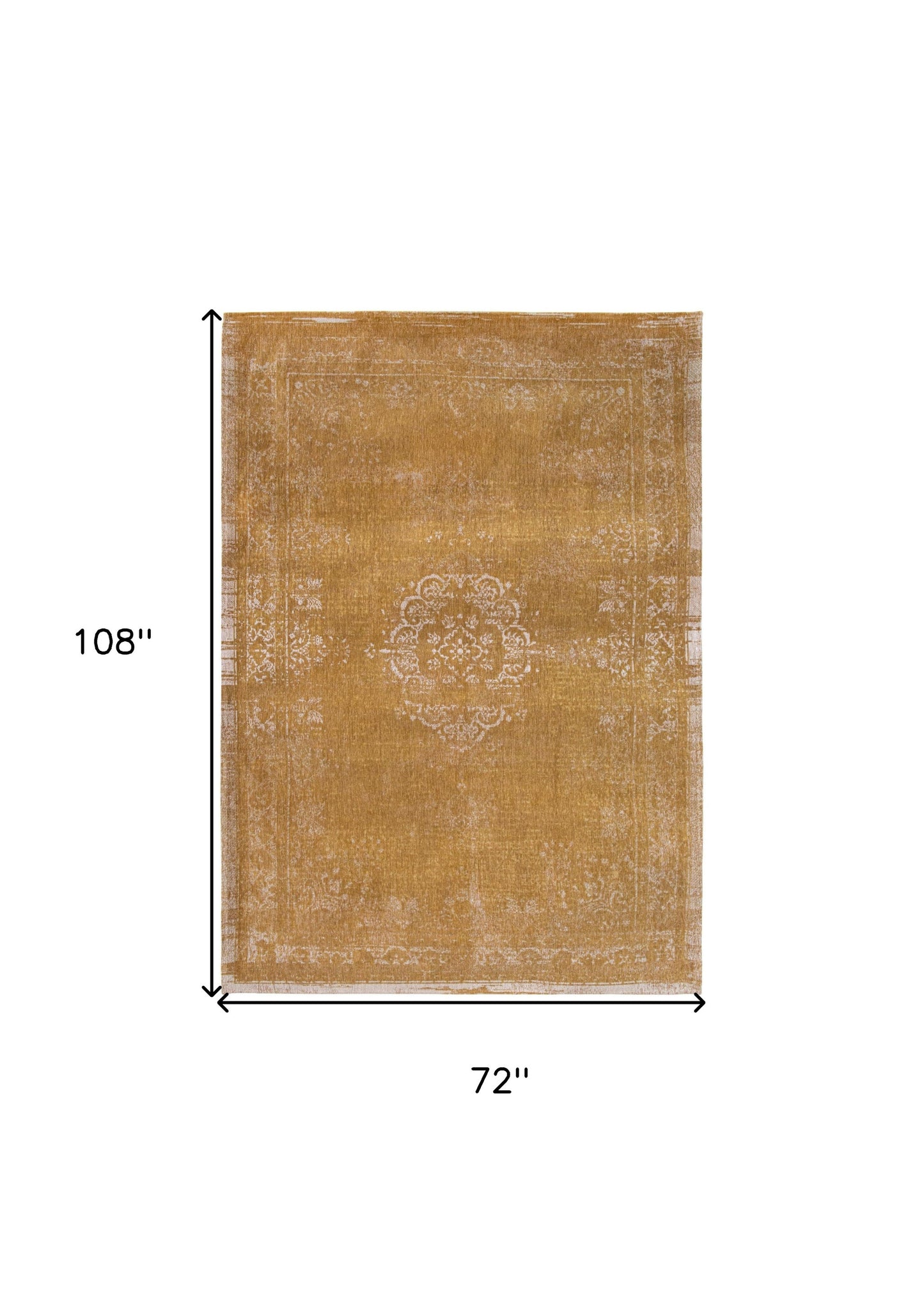 7 x 9 Orange & White Medallion Non Skid Rug