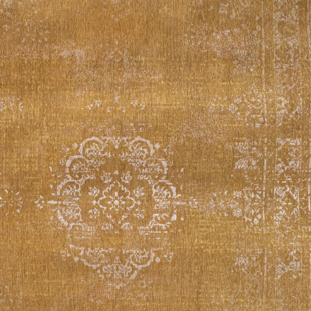 7 x 9 Orange & White Medallion Non Skid Rug
