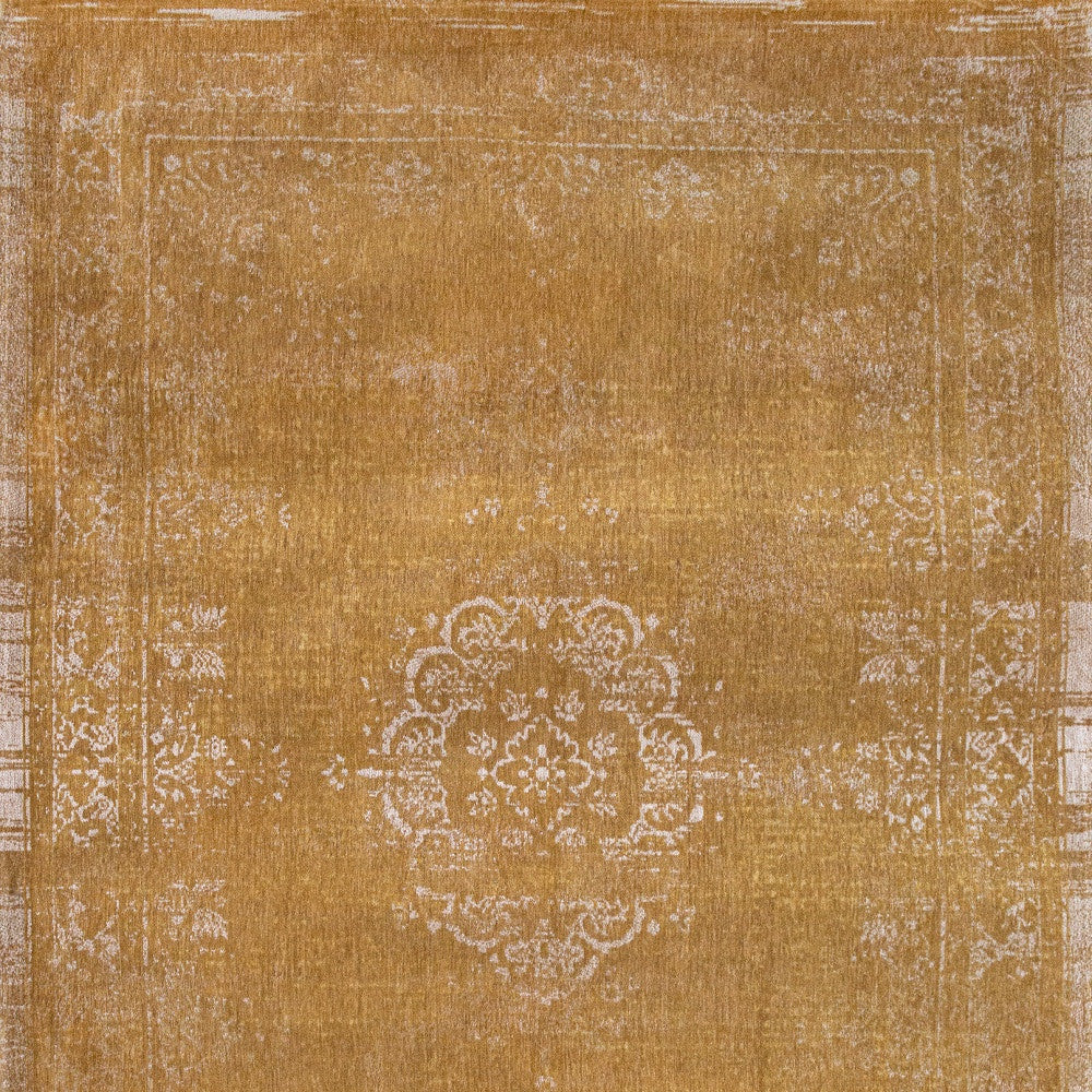 7 x 9 Orange & White Medallion Non Skid Rug