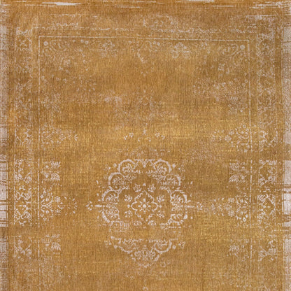 7 x 9 Orange & White Medallion Non Skid Rug