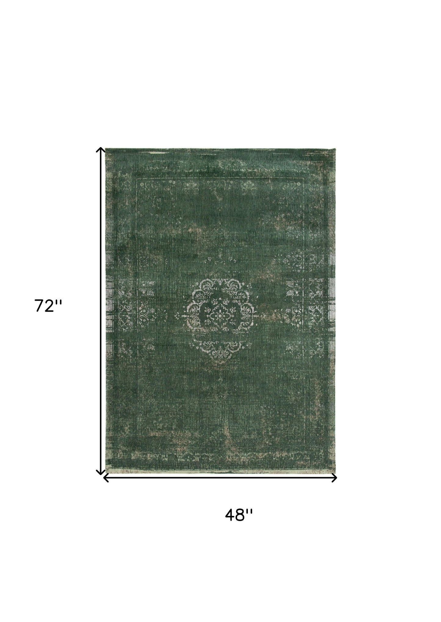 5 x 7 Gray & Green Medallion Non Skid Rug