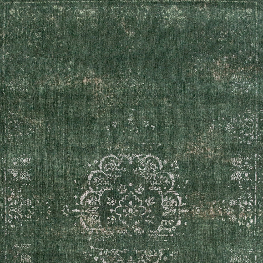 5 x 7 Gray & Green Medallion Non Skid Rug