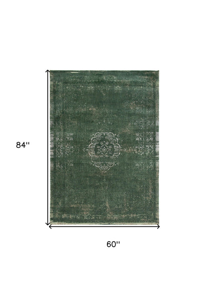 6 x 8 Gray & Green Medallion Non Skid Rug