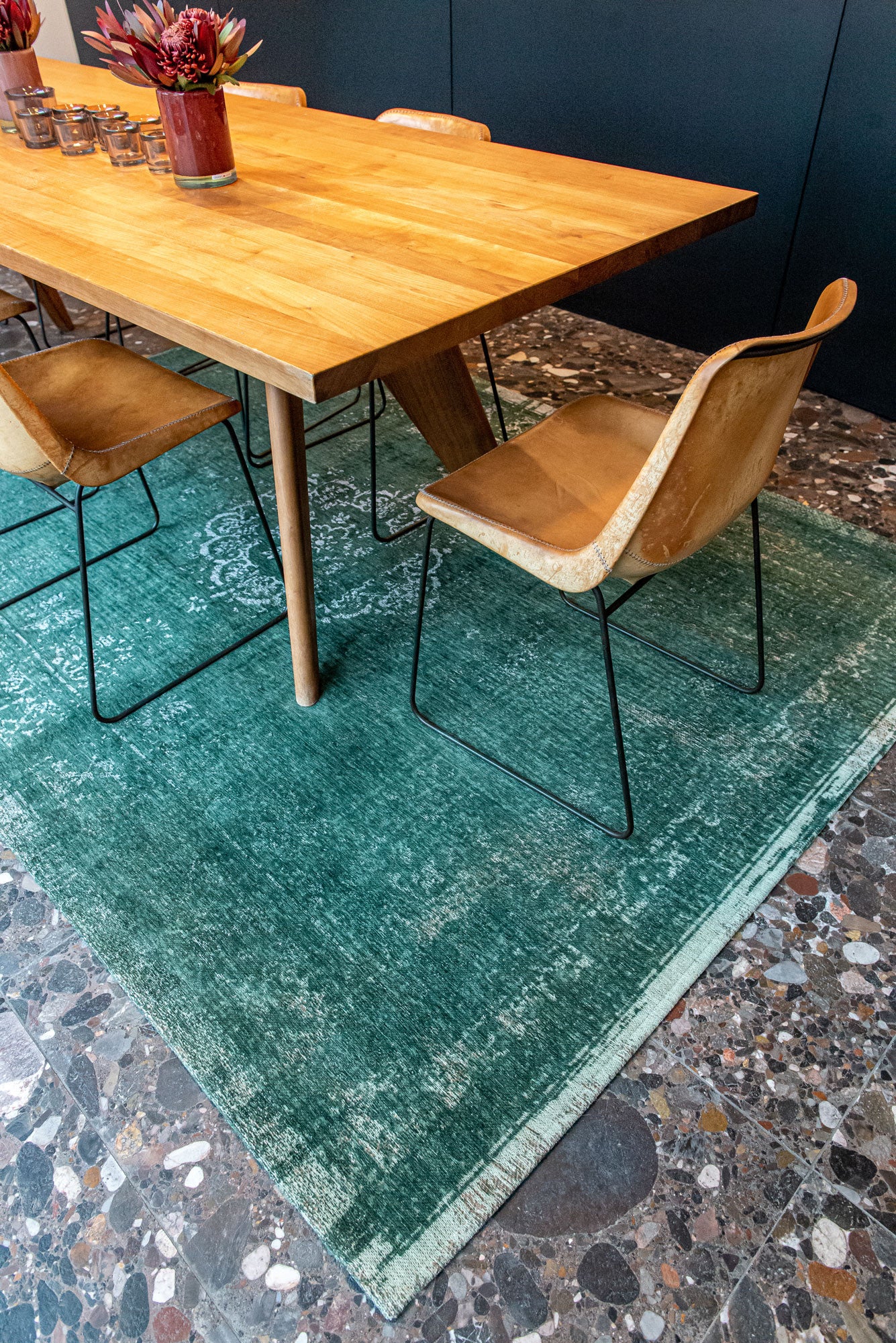 7 x 9 Gray & Green Medallion Non Skid Rug