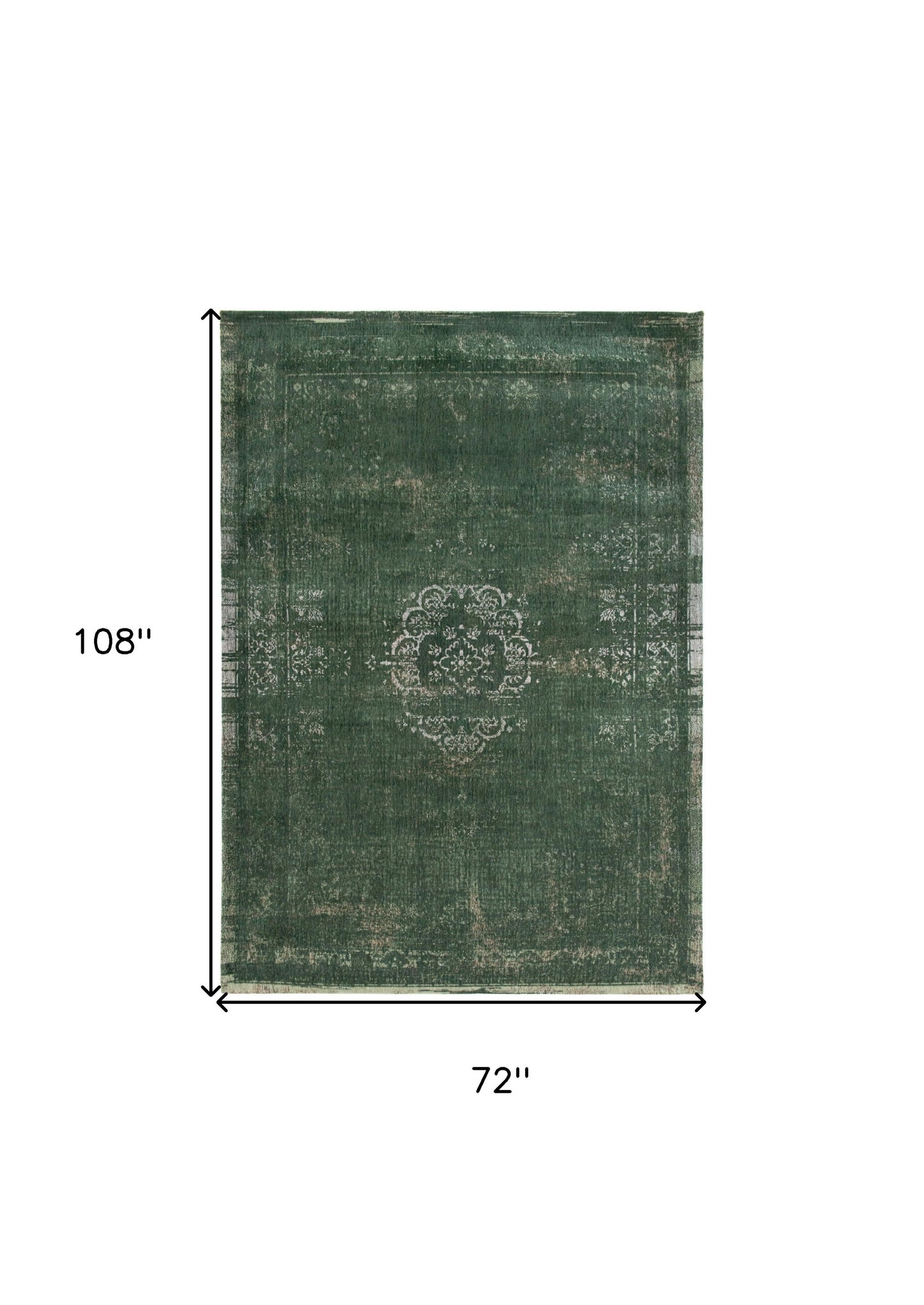 7 x 9 Gray & Green Medallion Non Skid Rug