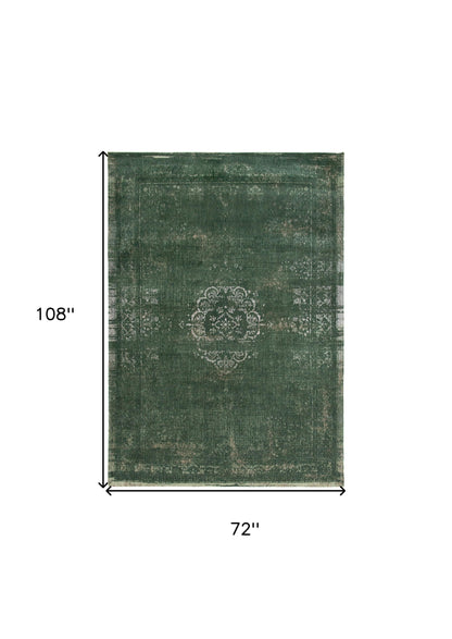 7 x 9 Gray & Green Medallion Non Skid Rug