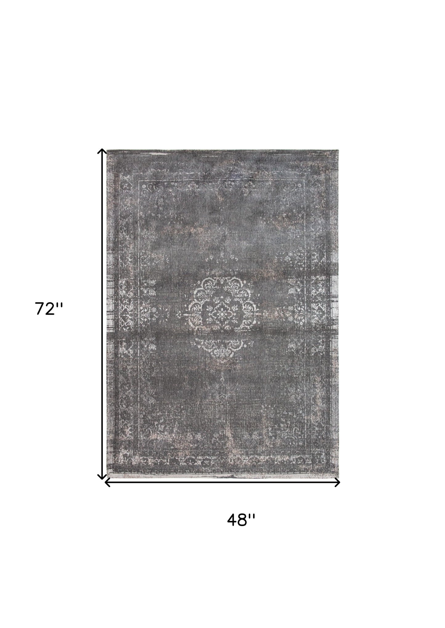 5 x 7 Gray Medallion Non Skid Rug