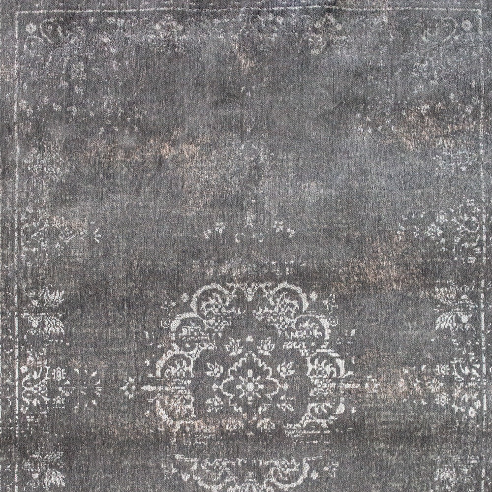 6 x 8 Gray Medallion Non Skid Rug