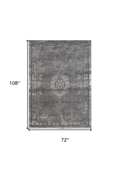 7 x 9 Gray Medallion Non Skid Rug