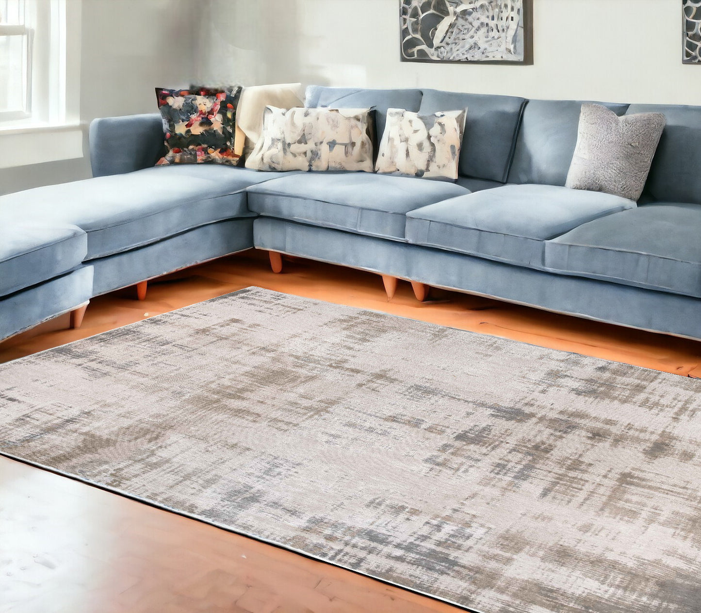 6 x 8 Gray & Beige Non Skid Rug