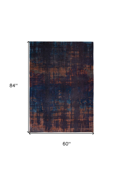 6 x 8 Blue & Brown Non Skid Rug