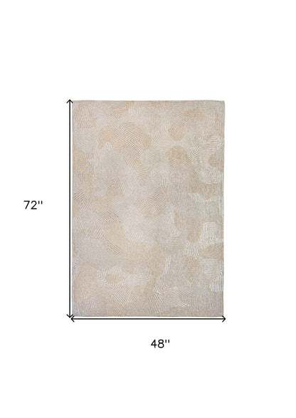 5 x 7 Beige & White Non Skid Rug