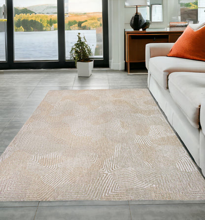 5 x 7 Beige & White Non Skid Rug