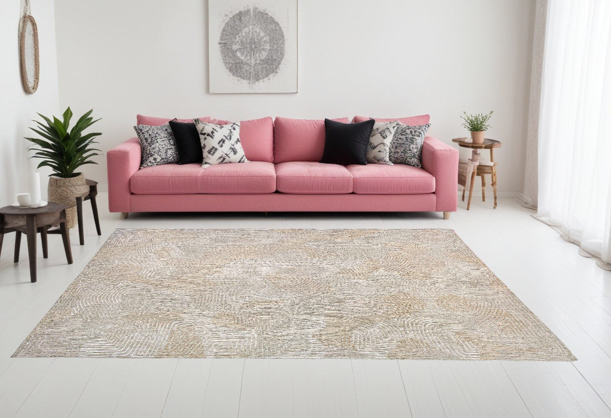 6 x 8 Beige & White Non Skid Rug