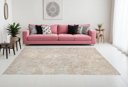 6 x 8 Beige & White Non Skid Rug