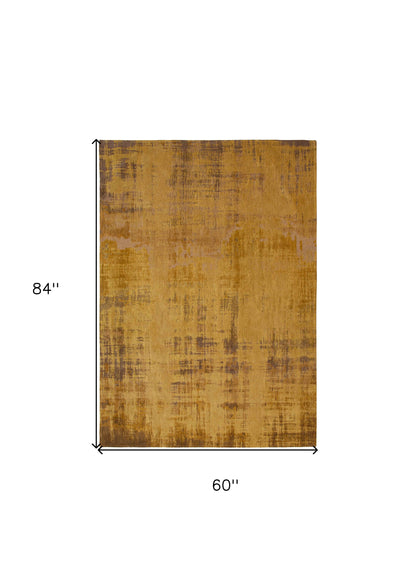 6 x 8 Yellow & Brown Non Skid Rug