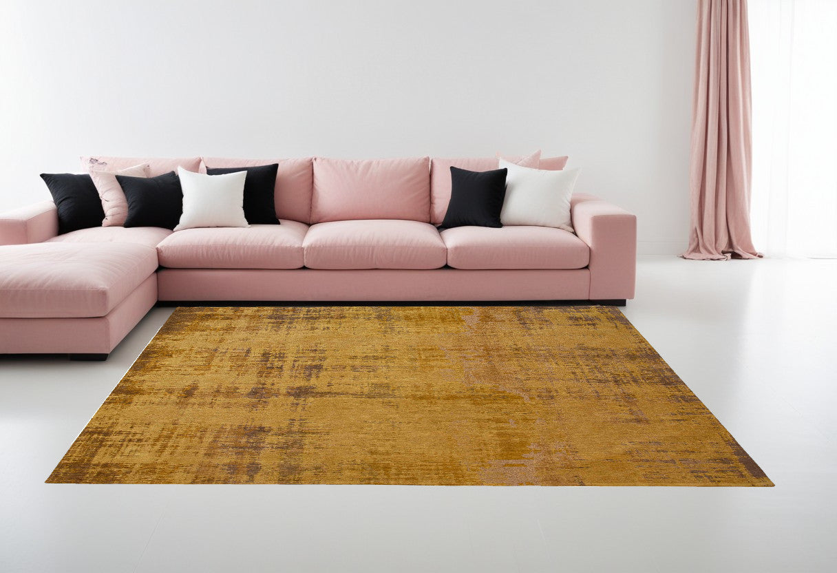 6 x 8 Yellow & Brown Non Skid Rug