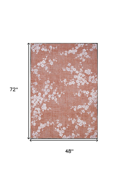 5 x 7 Red & White Oriental Non Skid Rug