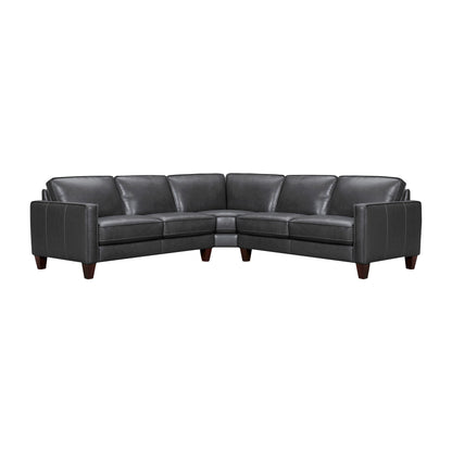 Black Leather L Shaped 3 Piece Sectional