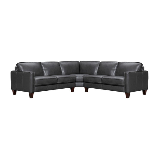 Black Leather L Shaped 3 Piece Sectional