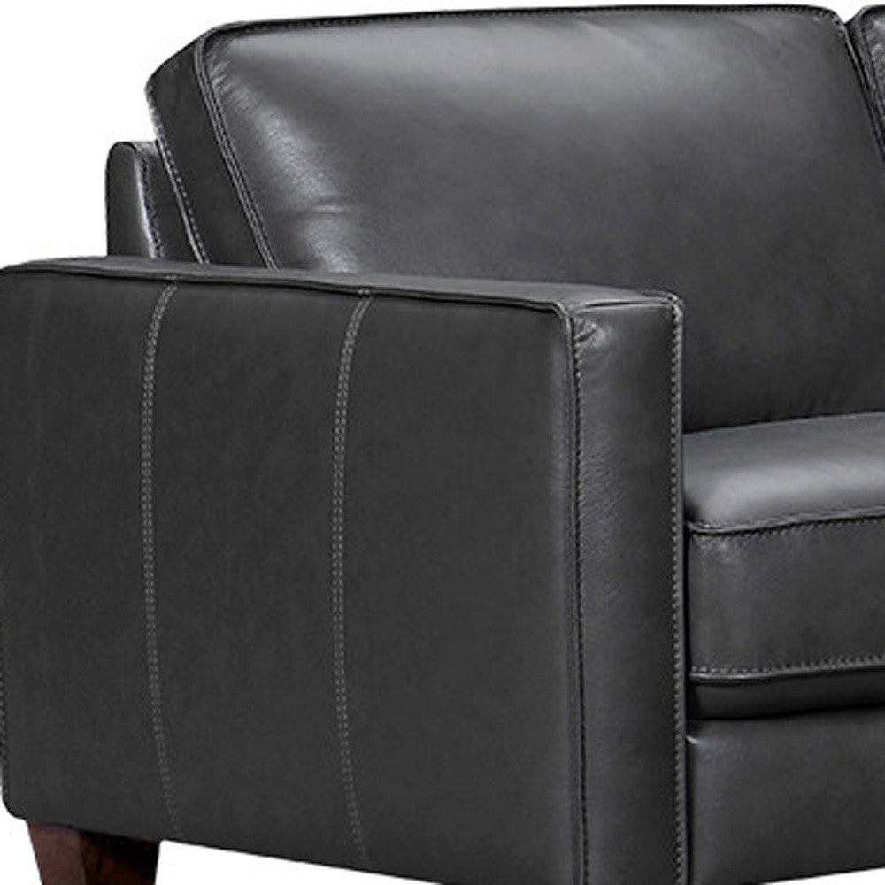 Black Leather L Shaped 3 Piece Sectional