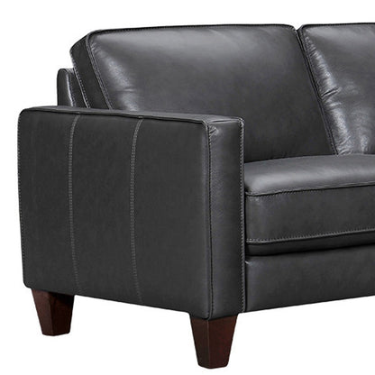 Black Leather L Shaped 3 Piece Sectional