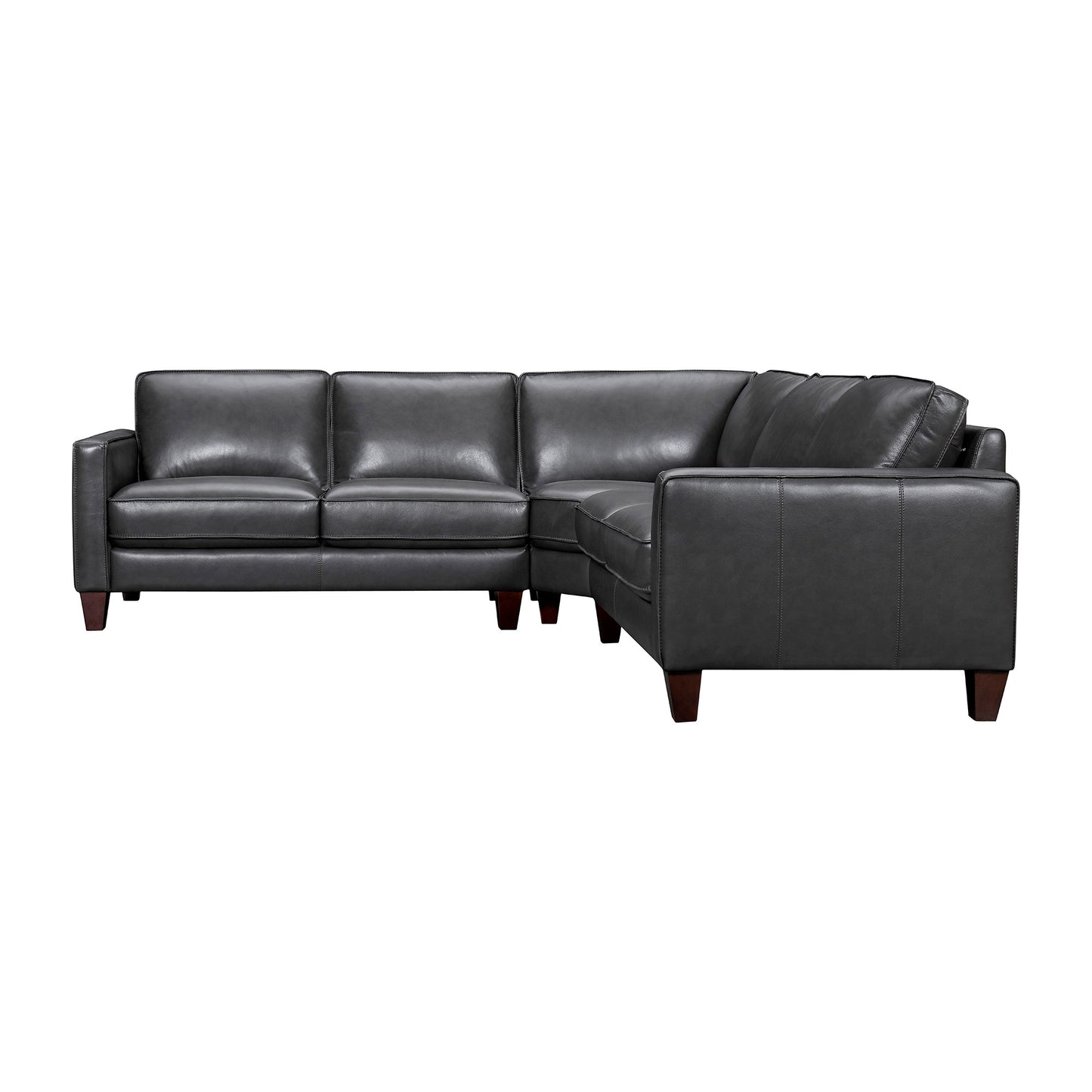 Black Leather L Shaped 3 Piece Sectional