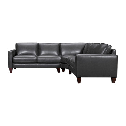 Black Leather L Shaped 3 Piece Sectional