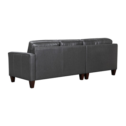 Black Leather L Shaped 3 Piece Sectional