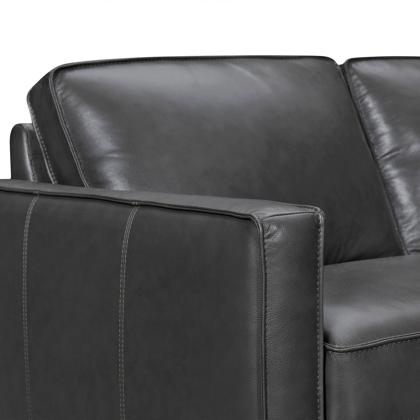 Black Leather L Shaped 3 Piece Sectional