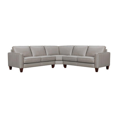 Gray Leather L Shaped 3 Piece Sectional