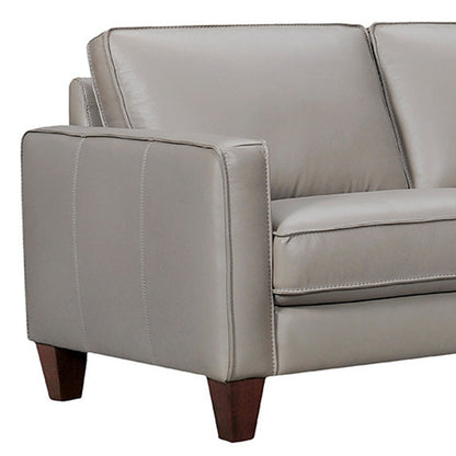 Gray Leather L Shaped 3 Piece Sectional