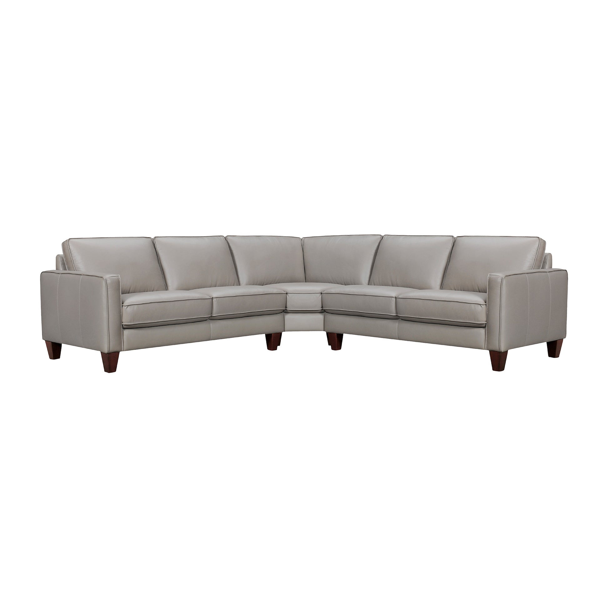 Gray Leather L Shaped 3 Piece Sectional
