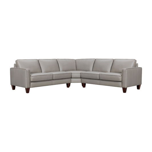 Gray Leather L Shaped 3 Piece Sectional