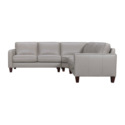 Gray Leather L Shaped 3 Piece Sectional