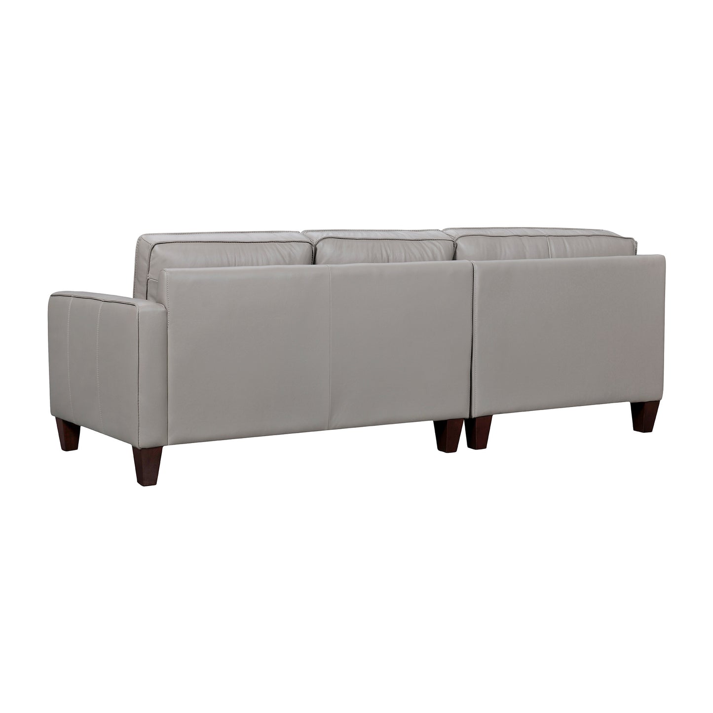 Gray Leather L Shaped 3 Piece Sectional