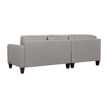 Gray Leather L Shaped 3 Piece Sectional