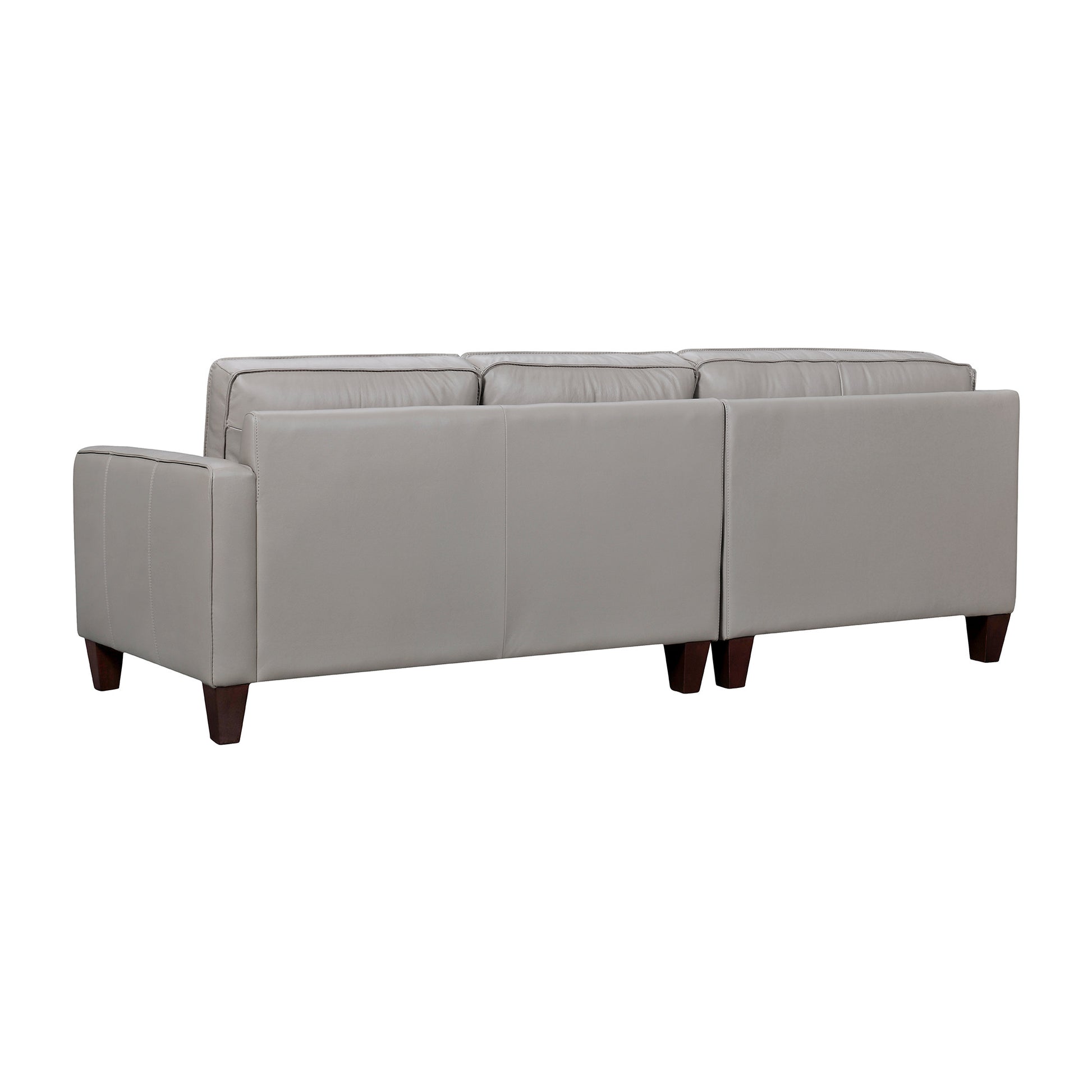 Gray Leather L Shaped 3 Piece Sectional