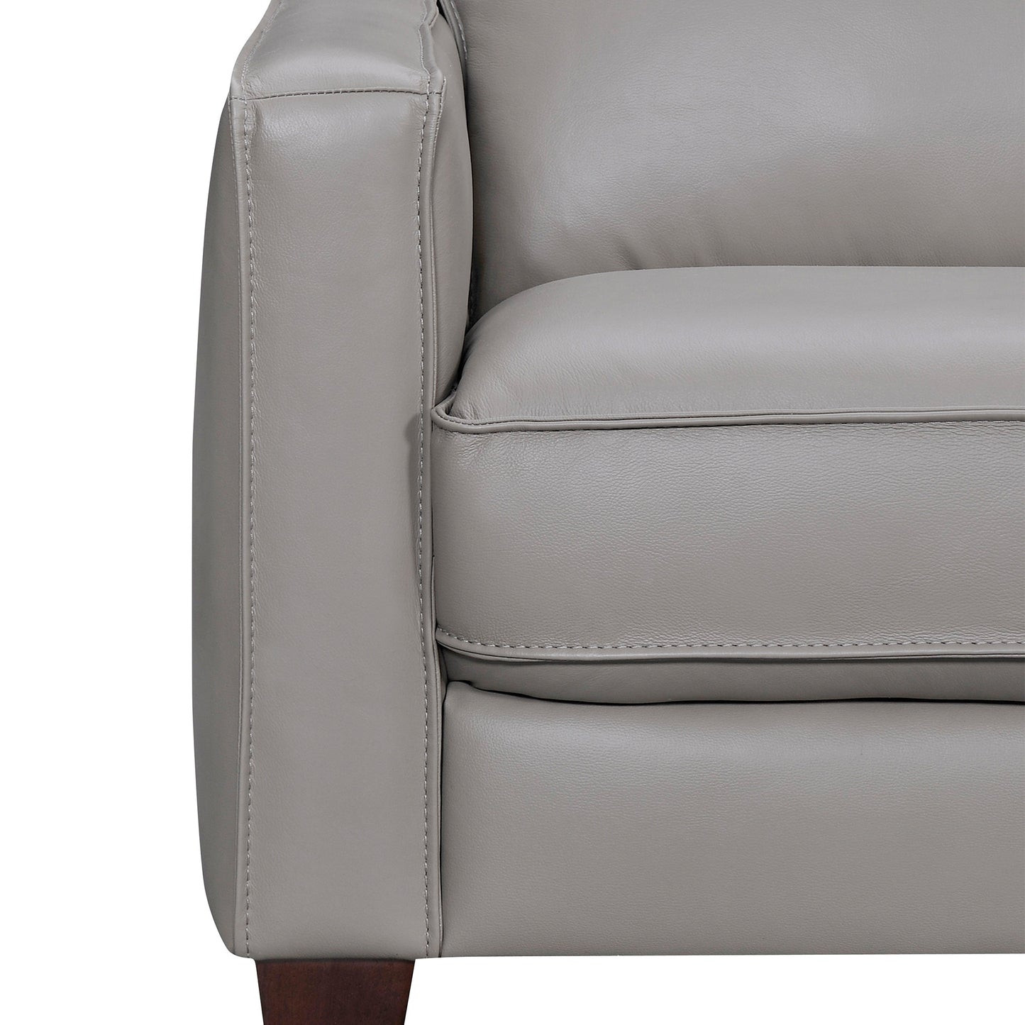 Gray Leather L Shaped 3 Piece Sectional