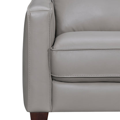 Gray Leather L Shaped 3 Piece Sectional