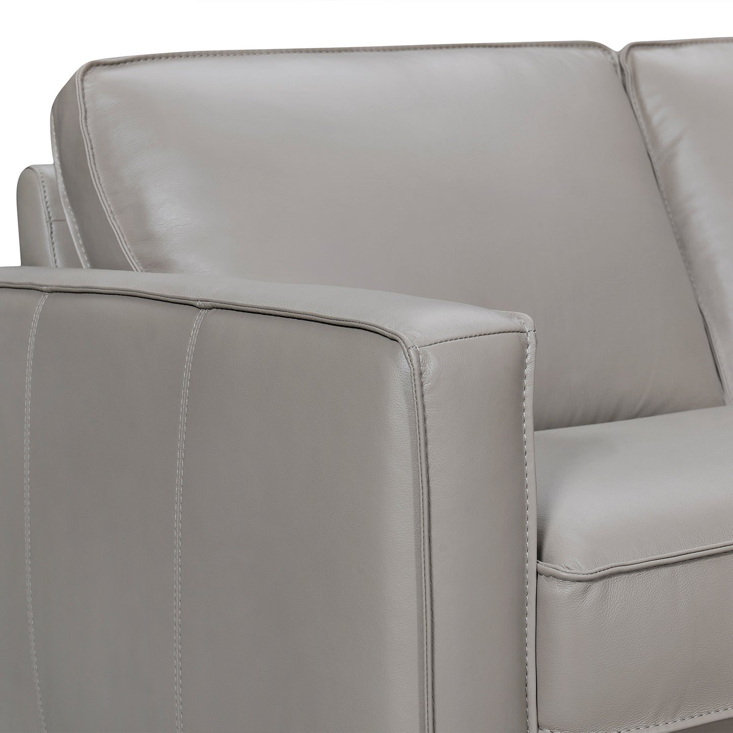 Gray Leather L Shaped 3 Piece Sectional