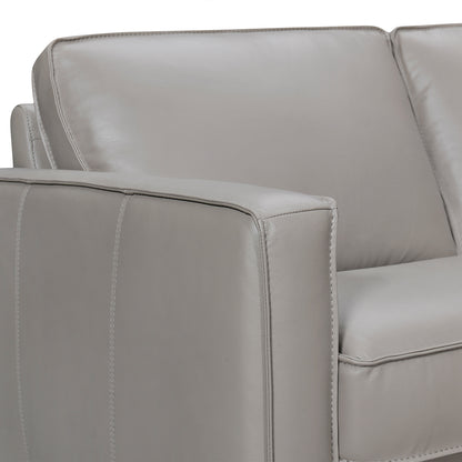 Gray Leather L Shaped 3 Piece Sectional