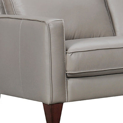 Gray Leather L Shaped 3 Piece Sectional