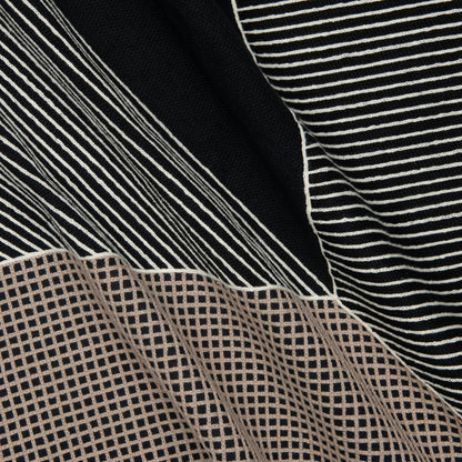 Black & White Geometric Cotton Pillow w/ Embroidery