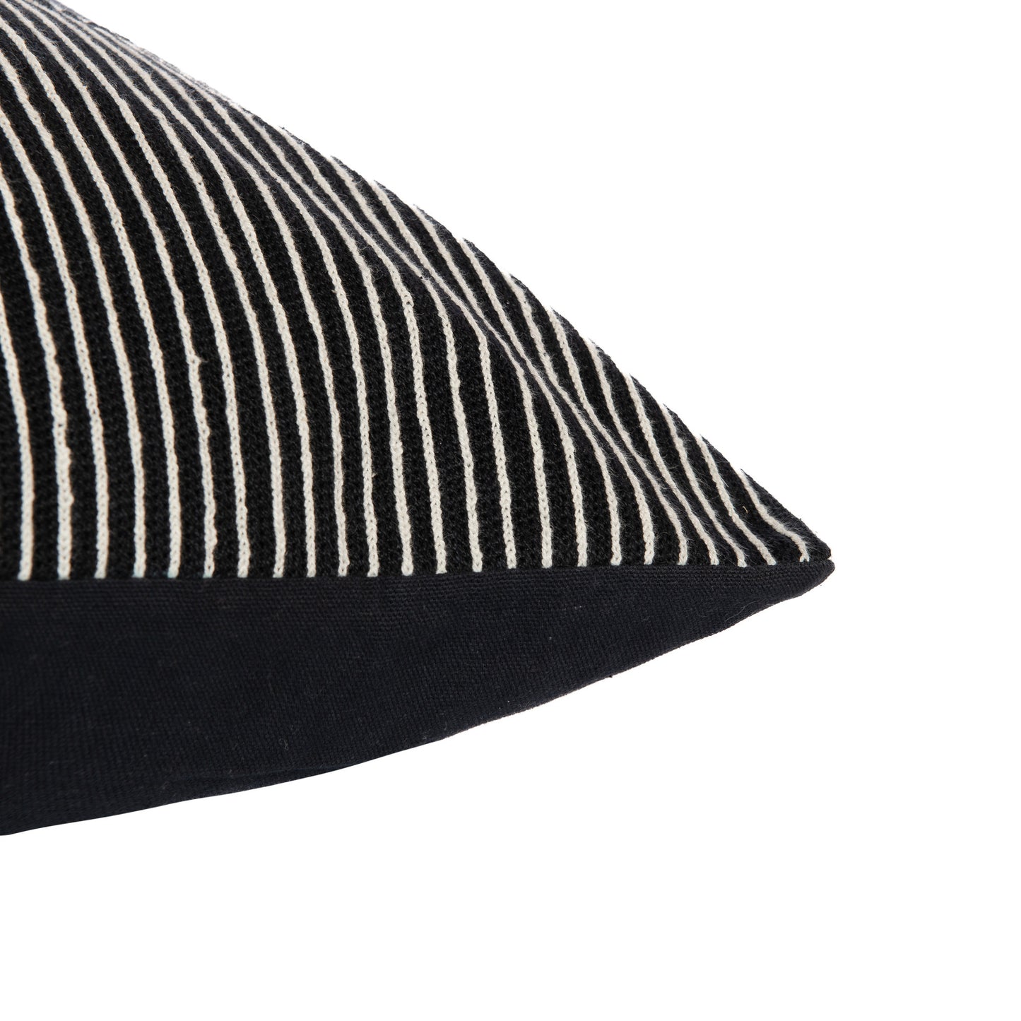 Black & White Geometric Cotton Pillow w/ Embroidery