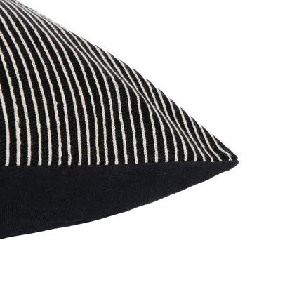 Black & White Geometric Cotton Pillow w/ Embroidery
