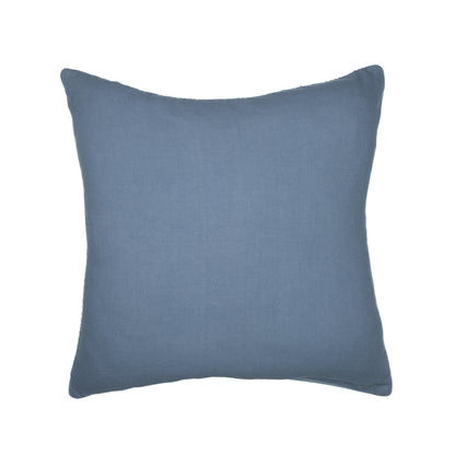 Blue & White Geometric Cotton Pillow w/ Embroidery