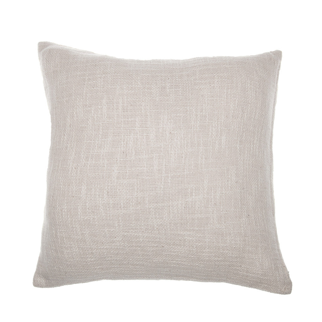 Red & Ivory Geometric Cotton Blend Pillow w/ Embroidery